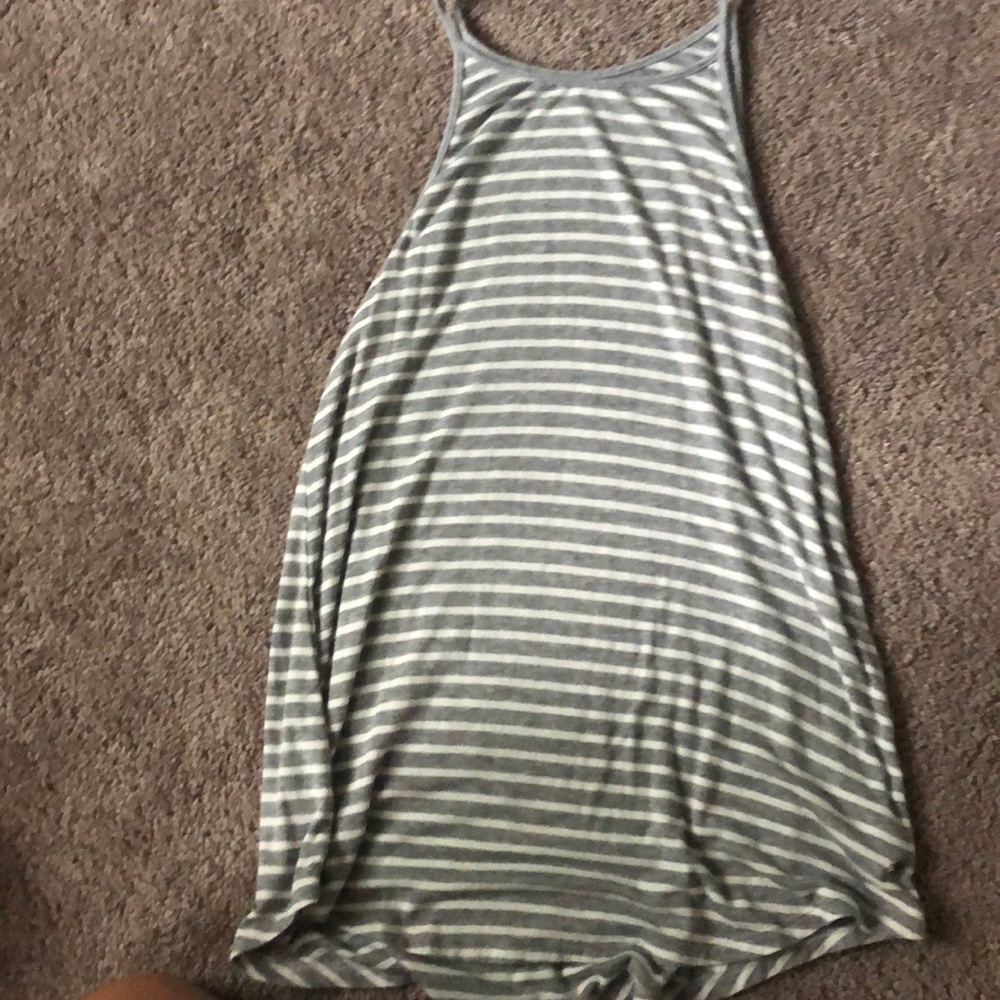 Gray and white striped tank top